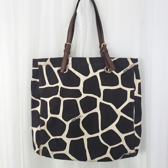 MICHAEL Michael Kors Handbags - Michael Michael Kors giraffe canvas tote bag shoulder bag brown
